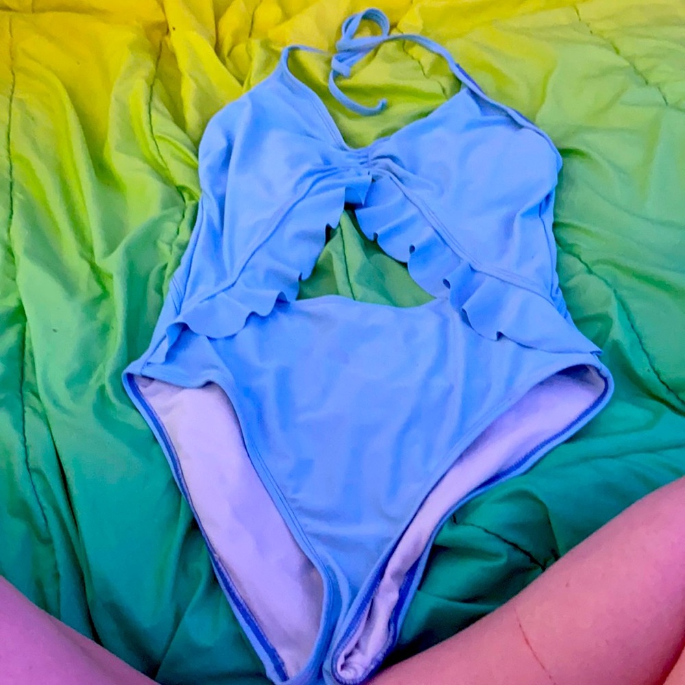 Light blue one piece bathing suit